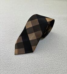 Ties For Grooms And Groomsmen At Weddings, Conferences And Other Events. Slim Checkered Pattern (5.5cm) - 棕色 - 查看 2