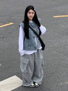 Fashionable Versatile Denim Vest For Women, Loose Casual Sleeveless, Spring/Autumn - Blue - View 6