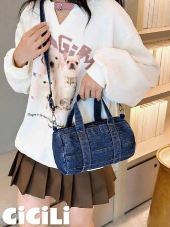 1 Pc Fashionable Retro Jean Crossbody Bag With Adjustable Strap.Minimalist Solid Color Shoulder Bags.Business Satchel.Lightweight Commute Bag.Portable Elegant Women Bag.Classic Sling Bags.Mobile Phone Bag.Casual Purse.For Parties, Shopping, Dating, Traveling,Commute,Walking, Going Out At Night, Banquets,Cocktail,Prom,Business,Outdoors, Perfect For Cow Girl