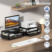 Desk Organizer And Accessories, Computer Monitor Stand Riser With Drawer And 2 Pen Holders, Office Desk Accessories & Workspace Organizers For Office Supplies (Black){Inchcolor_nameinch:InchBlackinch} - 黑色 - 查看 5