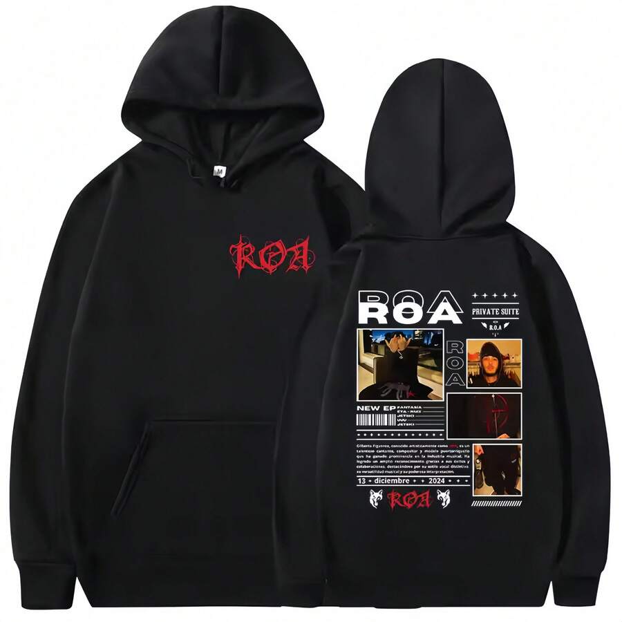 Rapper ROA Tour Album Graphic Merch Hoody Men Clothing Rock Hip Hop Gothic Pullover Sweatshirt Fashion Retro Long Sleeve Hoodies - 黑色 - 查看 1