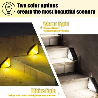 Waterproof Triangle Step Lights Solar Garden Lights Upgraded Version Outdoor Garden Waterproof Bright Step Lights Suitable For Courtyard/Path/Driveway/Steps, Super Bright Warm White Light, Long Working Mode Over 8 Hours, Automatically Turns On At Night/Solar Powered Charging During The Day