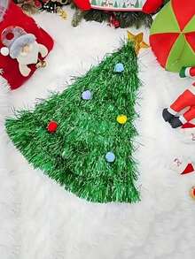 1 Piece Of Adult Holiday Christmas Tree Hat - A Soft Velvet, Thick And Fluffy Holiday Party Headpiece, Featuring Colorful Ball Decorations And Star Top Decorations, Perfect For Christmas And New Year Celebrations