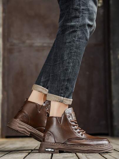 Neue vielseitige High-Top Stiefel, Lederschuhe, Arbeitsschuhe, Freizeitstiefel mit Reißverschluss, beliebte High-Top Lederstiefel mit großem Schaft, Größe 39-46