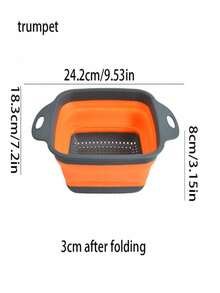 1pc Large & Small Collapsible Drain Basket, Foldable Storage Design, Convenient Kitchen/Dining Room Vegetable/Fruit Cleaning & Quick Draining Tool - Multicolor - View 5