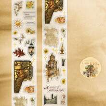 1卷PET装饰胶带，剪贴簿系列，多种款式，适用于日记本、杂志、DIY工艺品 - 彩色 - 查看 14