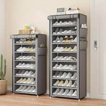 6/8/10层窄型立式鞋架 - 节省空间的高鞋柜，带无纺布罩，可容纳15-27双鞋靴，独立式防尘设计，适用于衣柜、玄关、宿舍等场所。 - 彩色 - 查看 1
