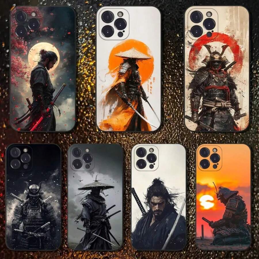 Custodia per telefono in silicone morbido nero compatibile con 16, 15, 14, 13, 12, 11 Plus, Pro Max, XS, X, XR, SE, Mini, 8, 7, con motivo Bushido samurai giapponese. Compatibile anche con 17 Pro Max, 17 Pro e 17. - Z2 - Visualizzare 1