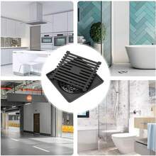 Drenaje de Piso Cuadrado Acero Inoxidable - Anti-Olor Baño Drenaje de Piso, Rejilla de Desagüe de Cocina, con Dos Núcleos de Drenaje, Adecuado para Baños, Cocinas, Balcones, 10 x 10 (Gris Pistola) - 1 - Ver 5