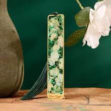 1PC Vintage Floral Painting Metal Bookmark, Hollow Gold-Plated Bookmark With Tassel, Suitable Book Lovers, Reading Clubs, Readers, Birthdays, Holidays, Writers, Book Enthusiasts, Friends, Teachers, Students, Stationery Gifts - 白玫瑰 - 查看 15