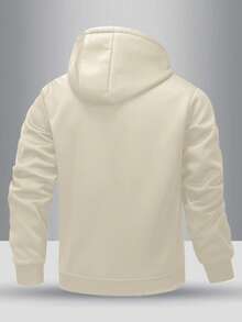 1pc Men's Thermal Lined Hooded Long Sleeve Jacket, Casual Sherpa Thermal Lined Zip-Up Jacket, Fall/Winter - Khaki - View 2