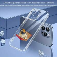 Carcasa transparente de teléfono móvil de moda Cubierta de teléfono transparente con diseño de perro pug en caja roja para iPhone 14 Pro Max color claro estética moderna ideal para uso diario y protección del dispositivo - transparente - Ver 3