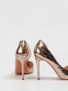 Modische minimalistische spitze Zehen sexy Nachtclub schlankende Stiletto Super High Heel High Heel Schuhe, elegante Damen High Heels, High Heels, elegante Damenschuhe, goldene High Heels - Champagnerfarben - Übersicht 2