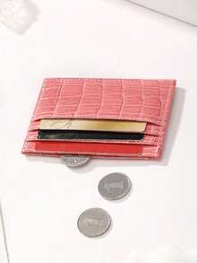 1pc Crocodile Patterned Pu Material Multi Slot Fashionable Card Bag, Wallet, Business Card Holder, Credit Card Bag, Mini Wallet, Card Bag. - Multicolor - View 10