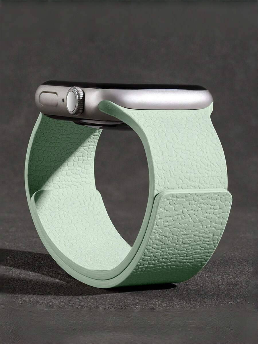 1条男女通用荔枝纹硅胶磁吸表带，兼容 42mm、38mm、40mm、41mm、44mm、45mm、46mm、49mm，时尚智能手表替换表带，适用于Series Ultra2、Ultra SE2、SE 11、10、9、8、7、6、5、4、3、2、1