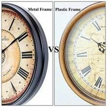 2D Flat 10inch  Wood Silent Round Wall Clock - Retro European Pattern Design, Battery Operated (AA Batteries Not Included),  Wood, Roman Numerals, Various Styles, Suitable For Living Room, Bedroom, Kitchen, Office, Classroom, Coffee Shop - Home Decoration, Best Gift For Christmas, New Year's Day And Birthdays, High-Quality Printing - Nhiều màu - Xem 6