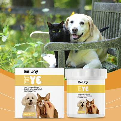 Lenços umedecidos para limpeza dos olhos de animais de estimação, removedores de manchas de lágrimas suaves e delicados, limpeza e cuidados diários sem enxágue para cães e gatos.