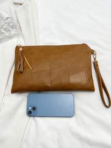 2026 New Korean Style Envelope Bag Women Fashion Tassel Patchwork Envelope Bag Shoulder Handbag Small Square Bag - Khaki - View 5