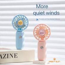 MEET SUN 1pc Rechargeable 300mAh Lithium Battery Handheld Portable Mini Cute Figurine Fan With 3 Wind Speed Settings - Multicolor - View 3