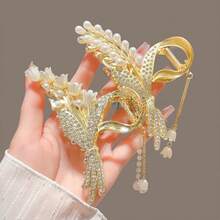 1 Piece Of Women'S Fashionable And Exquisite Hairpin, Lily Of The Valley Tassel Updo Hairpin, Ancient-Style Hairpin Hair Accessory, Flower-Shaped Shark Clip. It Is An Exquisite Jewelry Hair Accessory For Women,  Gift For Holidays - E54樹枝 - 查看 3