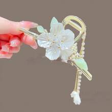 1 Piece Of Women'S Fashionable And Exquisite Hairpin, Lily Of The Valley Tassel Updo Hairpin, Ancient-Style Hairpin Hair Accessory, Flower-Shaped Shark Clip. It Is An Exquisite Jewelry Hair Accessory For Women,  Gift For Holidays - E54樹枝 - 查看 6