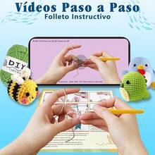 3PCS Kit de Crochet para Principiantes,Animales Crochet Kit,Kit de Inicio de Crochet Accesorios,Incluye Tutoriales en Video Paso a Paso,Aprende a Tejer Ganchos para Adultos y NiñOs,Regalo - 3PCS Animales - Ver 2