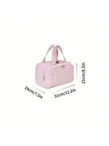 (Exklusives Weihnachtsmuster) 1 Stück großvolumige Kosmetiktasche mit Doppelreißverschluss in Einfarbig, Damen Reise Kulturtasche, Multi-Fach Multi-Slot Multifunktions Make-up Tasche, modisch und einfaches Fach-Aufbewahrungsetui