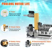 Aireador , 550 W de potencia, 5,2 CFM para hasta 3 acres, 50 pies, incluye compresor de 3/4 HP, temporizador y válvulas, compresor de aire para circulación de oxígeno en aguas profundas, para estanques, lagos, sin difusor, color negro - 1 acre y 50 pies No hay disco de difusión - Ver 4