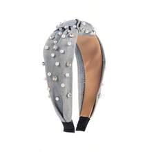 1PC, Inlaid Pearl Elegant Style Hairband Fashion Wide Headband Hair Clip Face Washing Hairband Fashion Party Daily Casual Home Use Family And Friends - 藍色 - 查看 9