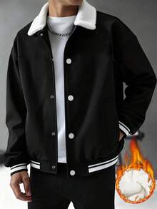 Chaqueta para hombre, chaqueta bomber con forro polar resistente al viento y cálida, chaqueta de trabajo con cuello de piel, para otoño/invierno