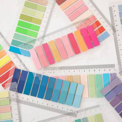 200pcs Gradient Color Index Stickers, 1 Pack Office Supplies Label Paper, Student Learning Stationery Memo Stickers Back To School