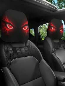 Funda para reposacabezas de coche con estampado de ojo de demonio de media llama, adecuada para viajes largos o vacaciones, accesorio de decoración interior de coche para mujeres, perfecto para Halloween o Navidad, accesorio de coche divertido, gran regalo - Multicolor - Ver 1