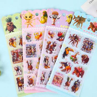 3张3D水豚闪光摇摇贴纸，3D神话水豚闪亮梦幻可爱日式透明浮雕创意手账贴纸，钻石宝石水晶儿童手工装饰贴纸，圣诞节/感恩节/生日儿童礼物