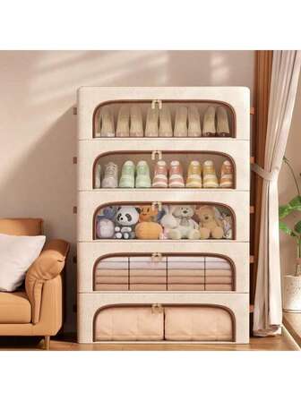 1 pieza Caja de almacenamiento debajo de la cama de gran capacidad y resistente al agua, caja de almacenamiento de ropa y lencería multifuncional, con estructura de acero resistente y capacidad de carga, caja de almacenamiento plegable con tapa y ventanas, ahorra espacio