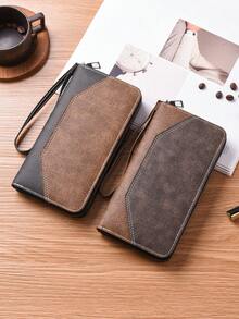 1pc Men's Clutch Bag, Fashion Casual Large Capacity Wallet, Long Style Men's Handbag, Phone Bag, High-End Long Checkbook Holder, With Zipper, Business Casual, Christmas & Thanksgiving Gift