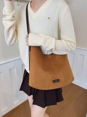 Niche Design Denim Underarm Tote Bag, 2025 New Large Capacity Shoulder Bucket Bag, Fashion