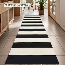 Black And White Striped Design Runner Rug, Suitable For Hardwood Floors, Can Be Used In Entryway, Laundry Room, Hallway, Bedroom, Kitchen And Other Spaces, An Ideal Home Decor Item For All Seasons. This Fashionable Runner Rug Is Washable And Non-Slip, Perfectly Suitable For Use As A Hallway Rug, Living Room Rug, Kitchen Rug, Bedside Rug, And An Ideal Choice For Home Decoration. - Multicolor - View 20