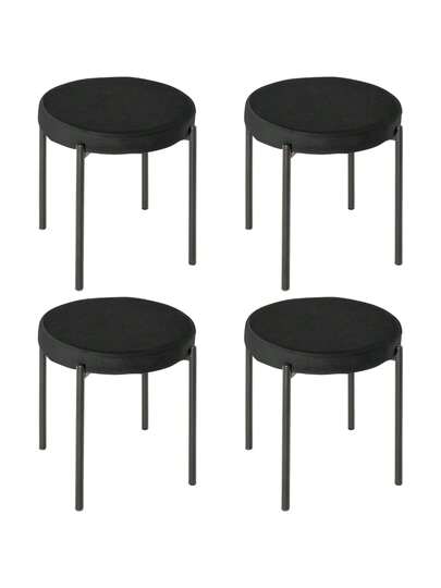 Pack Tafel Chairs Stackable Kitchen Cushion Chairs, Fluwelen Fabric Dining Zwart 41.5 46 Cm view 4