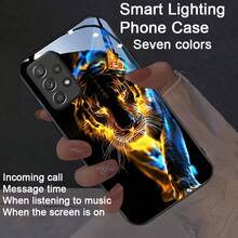 Cool Beast Flame Tiger Pattern Colorful Intelligent Voice Controlled Luminous Phone Case Suitable For S25Ultra/S24Ultra/S22Ultra/S23Ultra/S21Ultra/S20Ultra/S10+/S10/S10 5G/Note20Ultra/Note10+/A55/A54/A53/A52/A35/A34/A32/A25/A73/A15/A56/A42/A14/A13 Fold 7/Fold6/Fold 5 Intelligent Luminous Voice Controlled Phone Case - Night Light Technology, Elegant Daytime Design, Enhanced Nighttime Visibility -1pc - Vàng - Xem 4