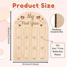 One Year Wooden Photo Board, 12 Month Milestone Photo Board, Girl/Boy 1st Birthday Decoration - Commemorate - View 11