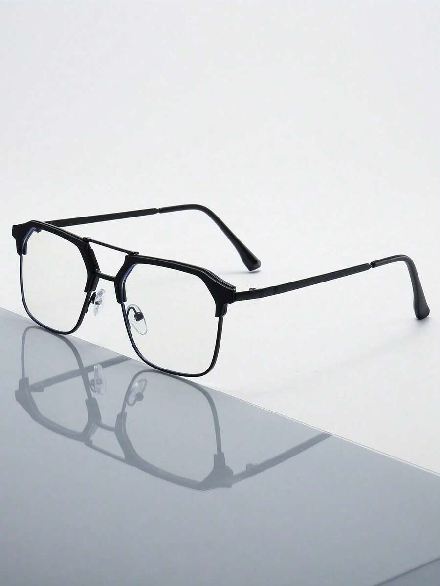 1副男士银色休闲无度数眼镜，适合所有季节日常佩戴 - 黑與白 - 查看 1