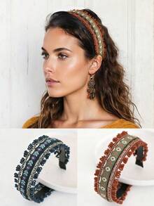 1pc Bohemian Vintage Tassel Flower Headband Hair Clip Hair Accessory ,Hair Hoop Hairband For Women