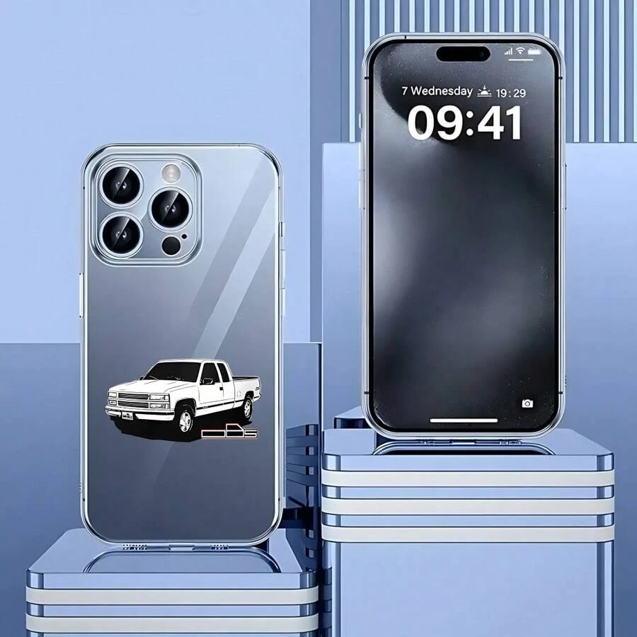 Carcasa transparente de teléfono móvil de moda Cubierta de teléfono transparente con diseño de camioneta blanca para iPhone 14 Pro Max compatible con modelos recientes estilo minimalista ideal para uso diario y protección contra golpes - transparente - Ver 1