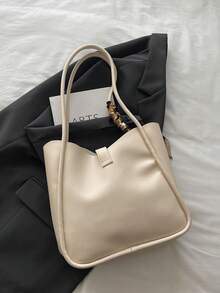 New Solid Color Luxurious High-End Versatile Women Shoulder Tote Bag - White - View 8