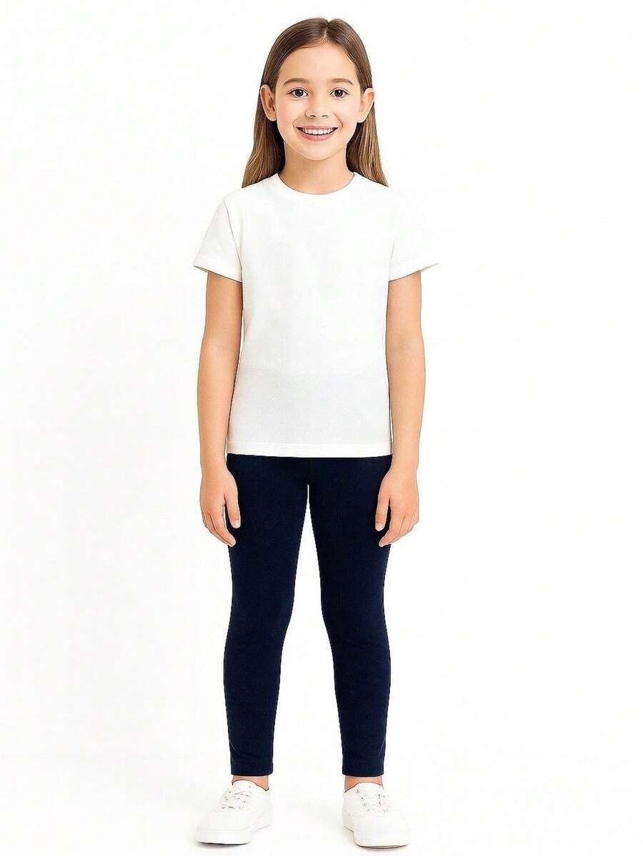 Tween Girls Leggings - Navy Blue - View 1