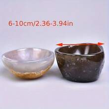 瑪瑙石英水晶碗 手工原石冥想碗，含天然內含物，居家祭壇中心裝飾，適合冥想 - 彩色 - 查看 6