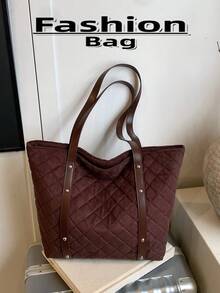 1 pezzo Borsa a spalla trapuntata  sintetico tinta unita, borsa a spalla casual per pendolarismo