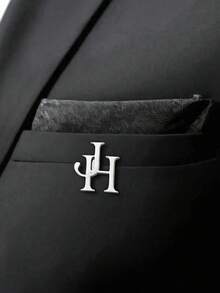 客製化字母胸針，個性化情侶字母婚禮胸針，男士不鏽鋼翻領針，伴郎胸針，教師節禮物，時尚男士配件，精緻獨特，父親節禮物，送給他的禮物，畢業禮物 - 彩色 - 查看 3