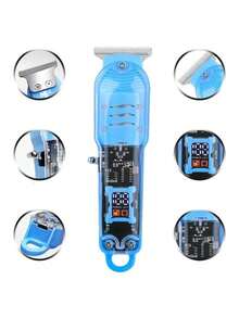 Professional Smart LCD Hair Clipper, Transparent Cordless Electric Shaver For Men - Rose Red - View 4