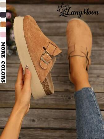 2026 New Bestselling Brown Ultra-Light Thick Flat Soft Bottom Soft Suede Beach Outdoor Home Increase Height Ladies Sandals, Shuzia Shoes, Shuzia Zapatos, Women's Summer & Autumn Sandals, Sandalia Verano Mujer, High-Quality Velvet Buckle Design, Thick Sole Increase Height Ladies Shoes, Suitable For Vacation, Beach, Home, Comfortable And Versatile, Suitable For Multiple Holiday Purchases